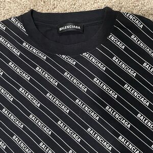 Balenciaga All Over Print Short Sleeve Black White Made In Portugal Mens Sz XL
